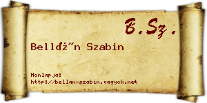 Bellán Szabin névjegykártya